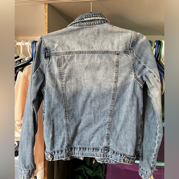 Hippy Laundry Distressed Jean Jacket | Lace up sleeves | small | lightweight - Picture 4 of 4